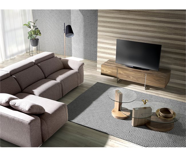ANGEL CERDA Mueble TV nogal y acero cromado Nogal