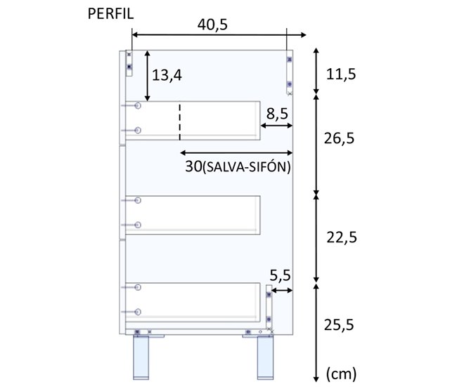 Mueble baño Alise 3 cajones espejo, sin lavabo, Blanco brillo Blanco