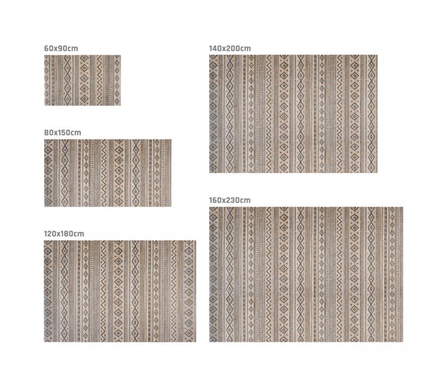 Alfombra de Bambú natural antideslizante 140x200 Gris