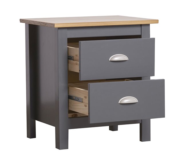 Mesita de Noche Jade de 2 cajones Gris/Roble Antracita