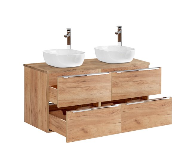 Conjunto mueble lavabo doble y columna April 120 Blanco