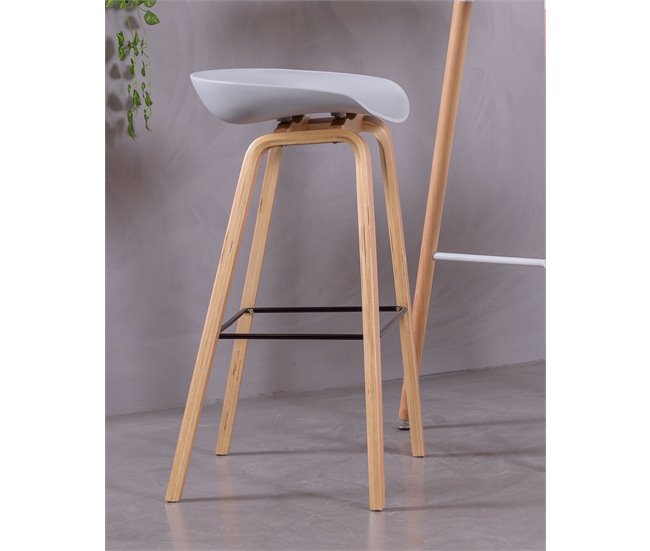 Taburete nórdico con patas de madera de haya  - Daxer Gris Claro