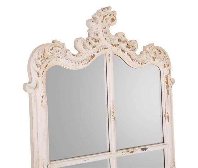 Espejo de madera Natural/ Blanco