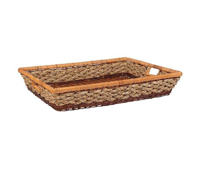 Bandeja rectangular de cuerda trenzada Marron