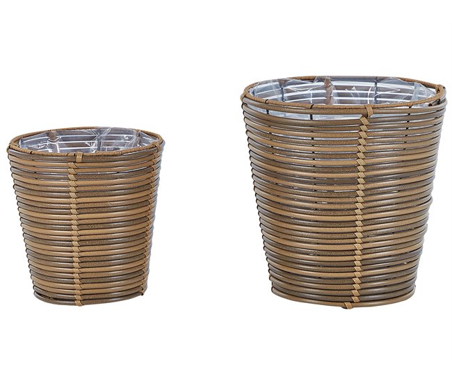 Beliani Conjunto de 2 macetas SARTI Marron