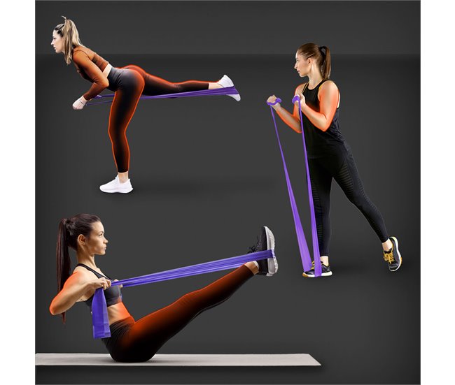 Banda de Resistencia Pilates 5 lb – 15 lb Cinta elástica Goma Fitness Gridinlux Morado