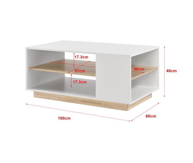 Mesa de Centro Trelleborg con estante aglomerado Natural/ Blanco