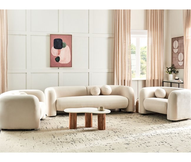 Beliani Conjunto de sofás LEIREN Crema