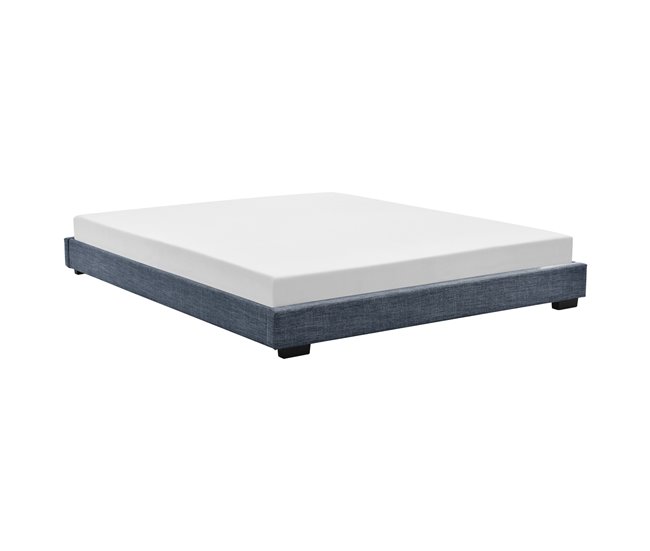 Corium Cama doble Masari con somier tapizado en piel sintética 186x214 Gris Oscuro