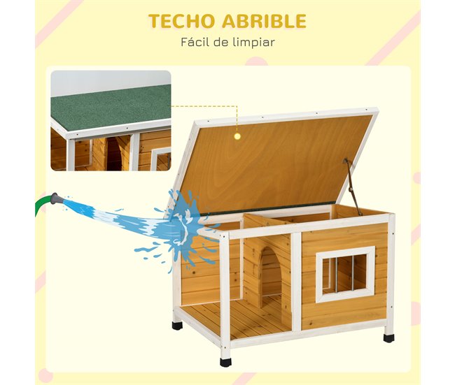 Casa para Perros Madera de Abeto PawHut Naranja
