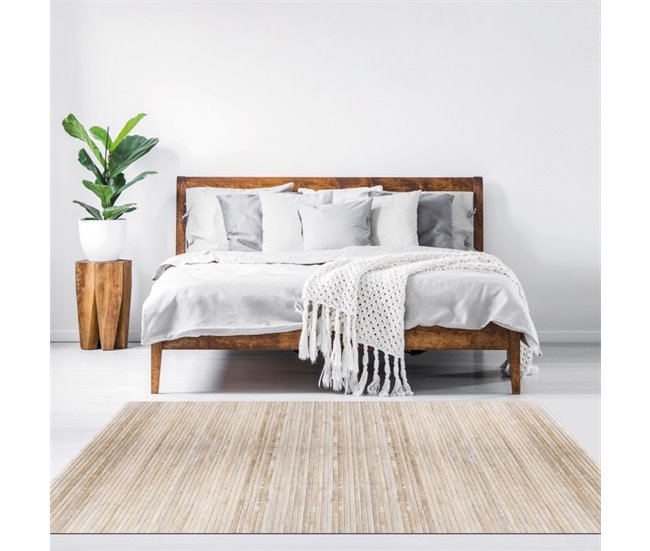 BAMBOO COOL - Alfombra Bambú Yeso 140x200 Blanco