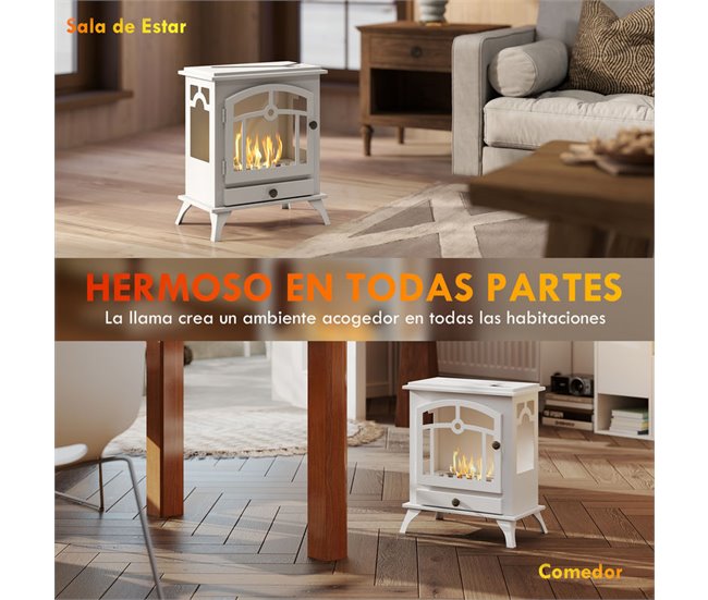 Chimenea de Etanol Acero, Acero Inoxidable HOMCOM Blanco