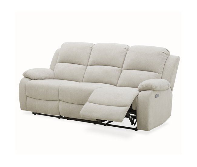 Sofá 3 plazas 2 asientos relax eléctrico RYAN Gris Claro