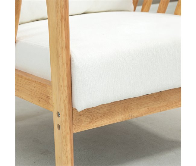 Butaca de Salón Terciopelo, Espuma, Madera de Caucho HOMCOM Crudo