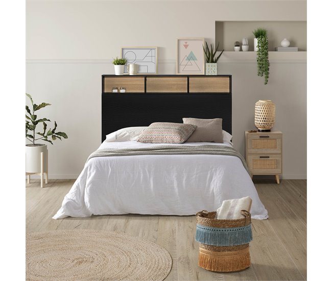 Cabecero de cama Zeus 2 puertas 9 huecos 165 Negro
