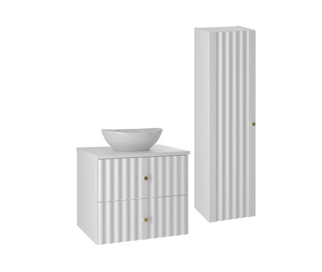 Conjunto de muebles con lavabo individual y columna Izae 60 Blanco