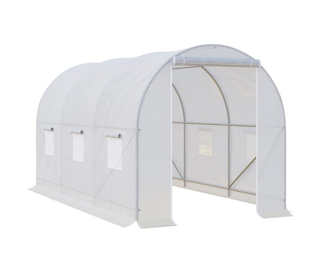 Invernadero de Túnel Metal, PE Outsunny Gris