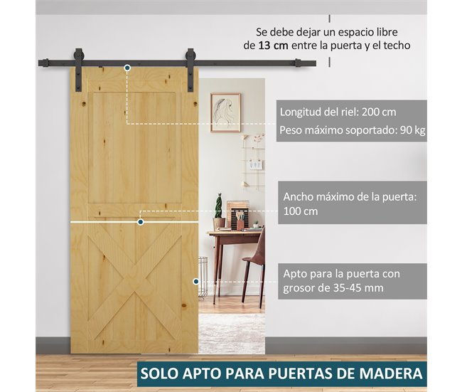 Montaje Puerta Corredera Acero de Carbono HOMCOM 200 Marron