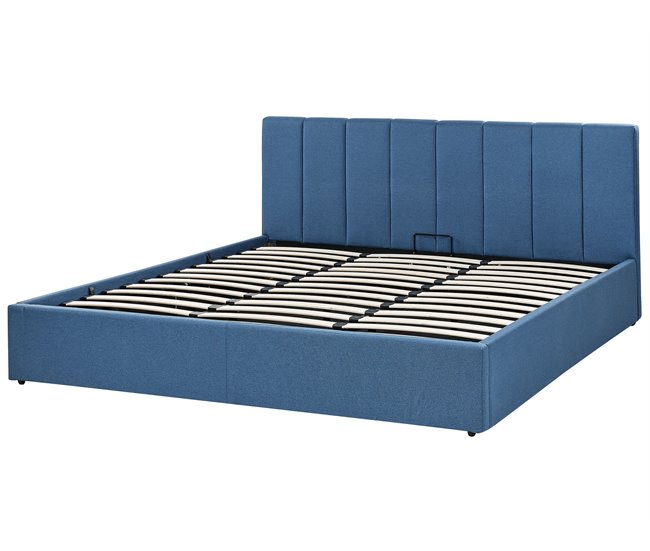 Beliani Cama con somier Poliéster DREUX 191x214 Azul