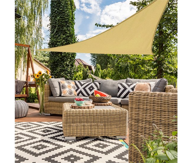 Toldo sombreo triangular Aktive Garden uv50 color crema Crema