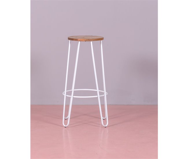 Taburete industrial en madera de fresno  - Lisbon Blanco