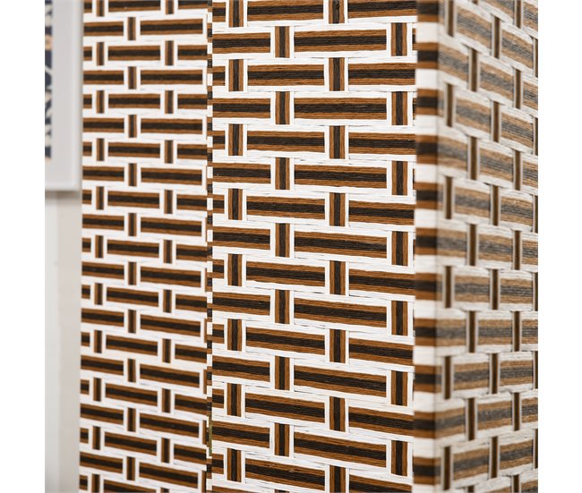 Biombo Separador Cuerda de Papel, Madera de Pino HOMCOM Multicolor