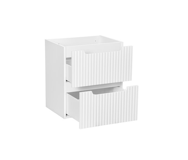 Conjunto de muebles con lavabo individual 2 cajones y columna Riva 50 Blanco/ Madera