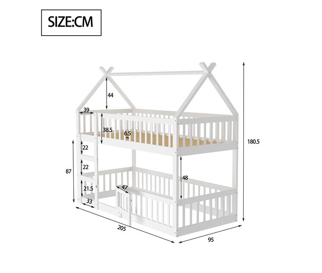 Cama litera 95x205 Blanco