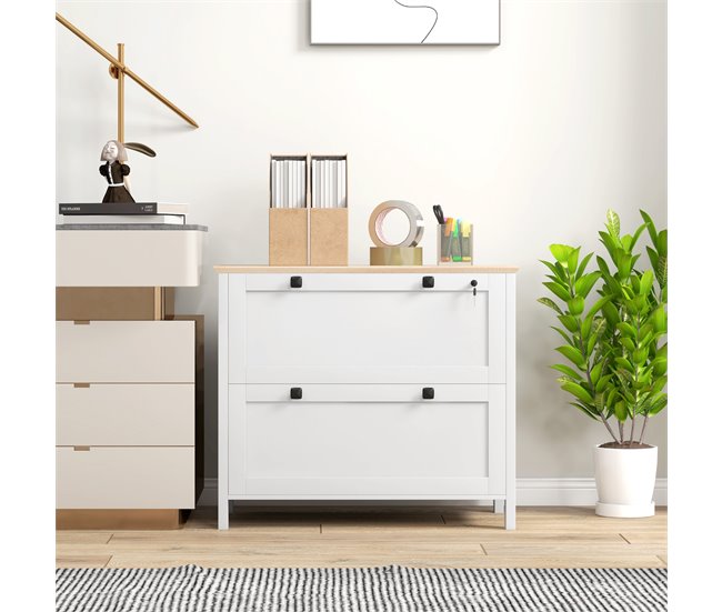 Cajonera de Oficina Melamina de Madera HOMCOM Blanco