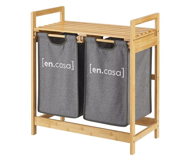 Estantería con 2 cestos para la colada Kärköl Gris/natural