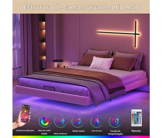 Cama con almacenamiento 200x140 Beige