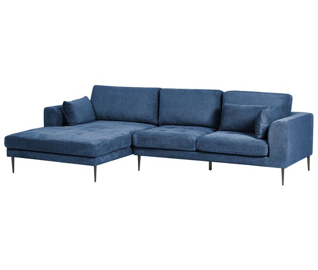 Beliani Sofá esquinero Poliéster FLAM Azul