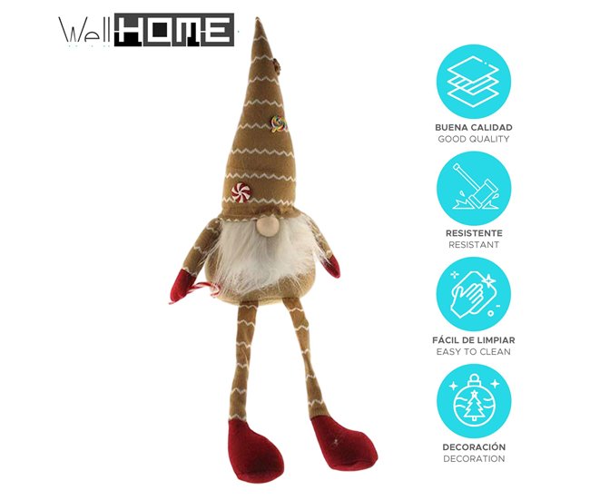Gnomo Pies largos Decorativo Navideño con sombrero, Diseño nórdico Multicolor