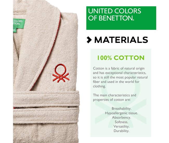Albornoz benetton 360 gsm 100% algodón Beige