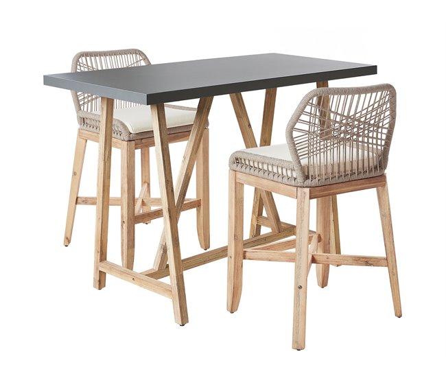Beliani Conjunto bistro TALAMONE Gris/ Madera