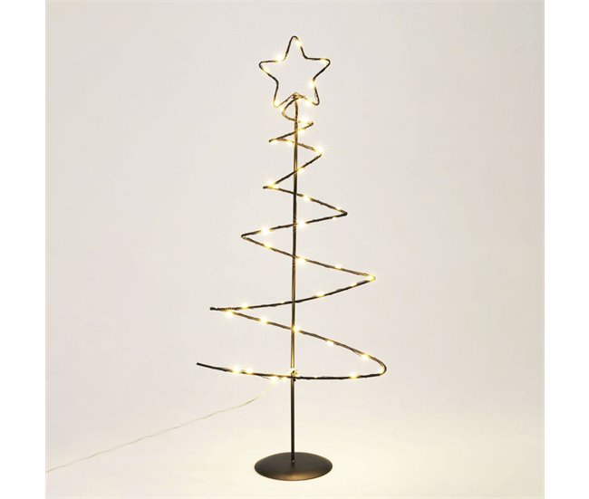 Árbol Navideño decorativo de Metal con Estrella con 46 Luces Negro