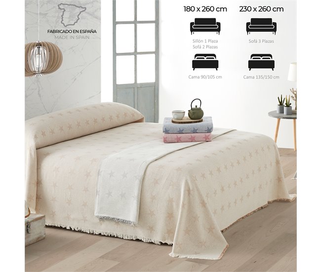 Vipalia Pack 2 Plaids Multiusos para Sofá o Cama. Modelo Estrellas Azul