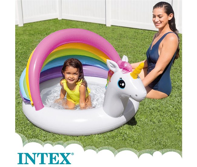 Piscina hinchable para bebé con toldo unicornio INTEX Multicolor