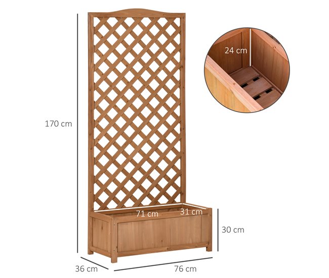 Jardinera con Enrejado Madera de Abeto Outsunny Marron