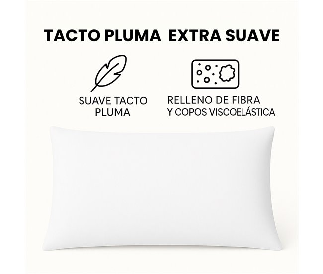 Pack 2 Almohadas Fibra y Viscoelástica Tejido Strech Aloe Vera 70x40 Blanco/ Gris