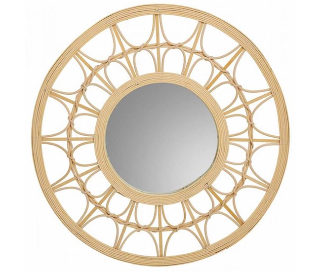 Espejo de ratán y bambú Marron
