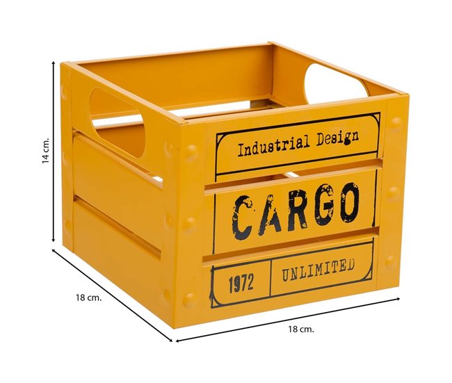 Cesto cuadrado de metal impreso Amarillo