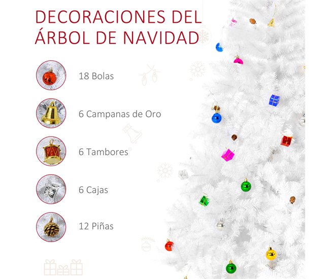 Árbol de Navidad Plástico y Metal HOMCOM Blanco