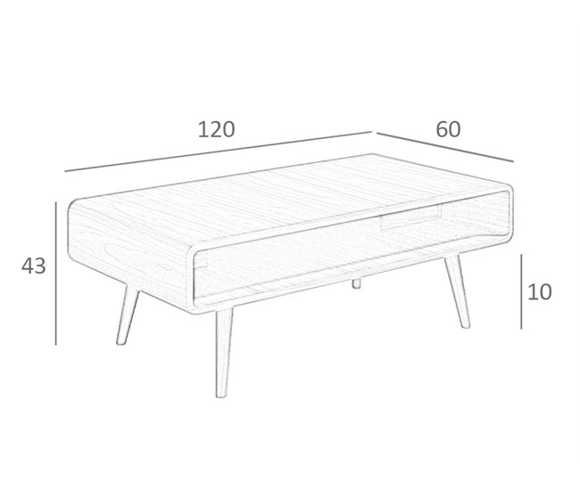 Mesa centro rectangular nogal Nogal
