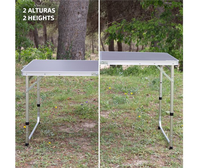 Aktive Mesa plegable regulable aluminio con 4 taburetes Gris