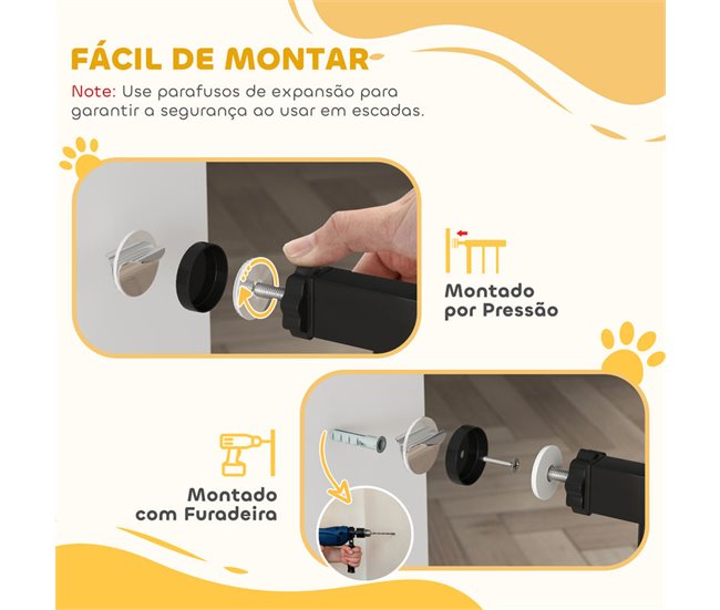 Barrera de Seguridad Metal, Plástico PawHut Negro