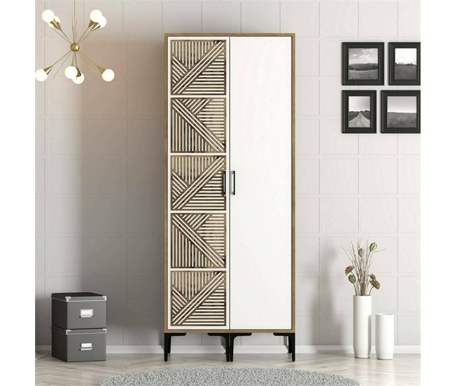 Armario 2 puertas efecto madera 80 Blanco/ Madera