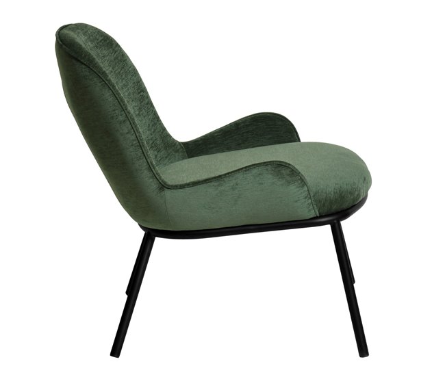 ALVIN - Sillón de tela y metal Verde