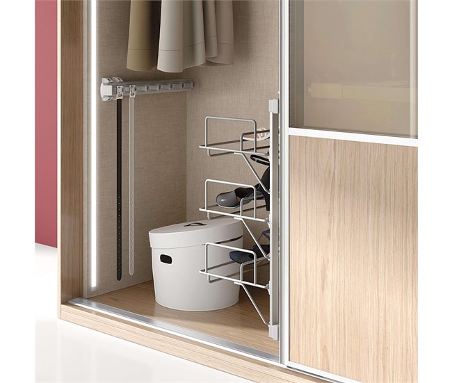 Porta Cinturones Self Extraíble Organizador Armario Gris