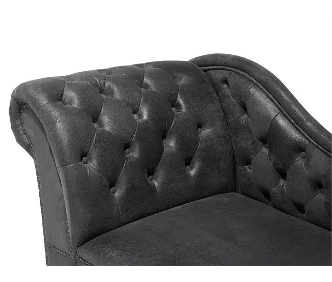 Beliani Chaise longue izquierdo Gamuza sintética NIMES Gris Oscuro